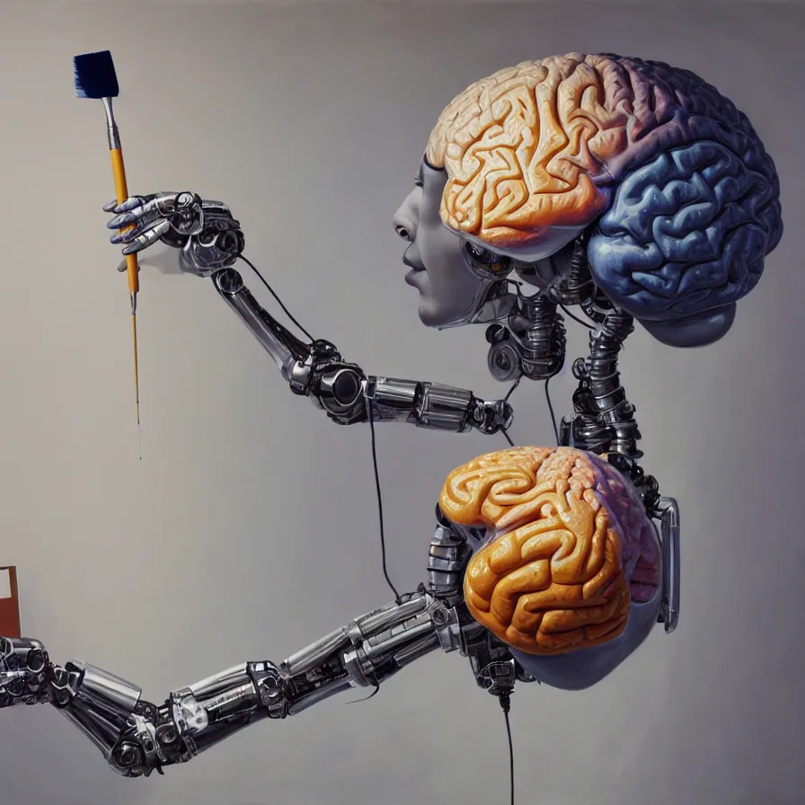 KREA photorealistic illustration of a robot making a beautiful