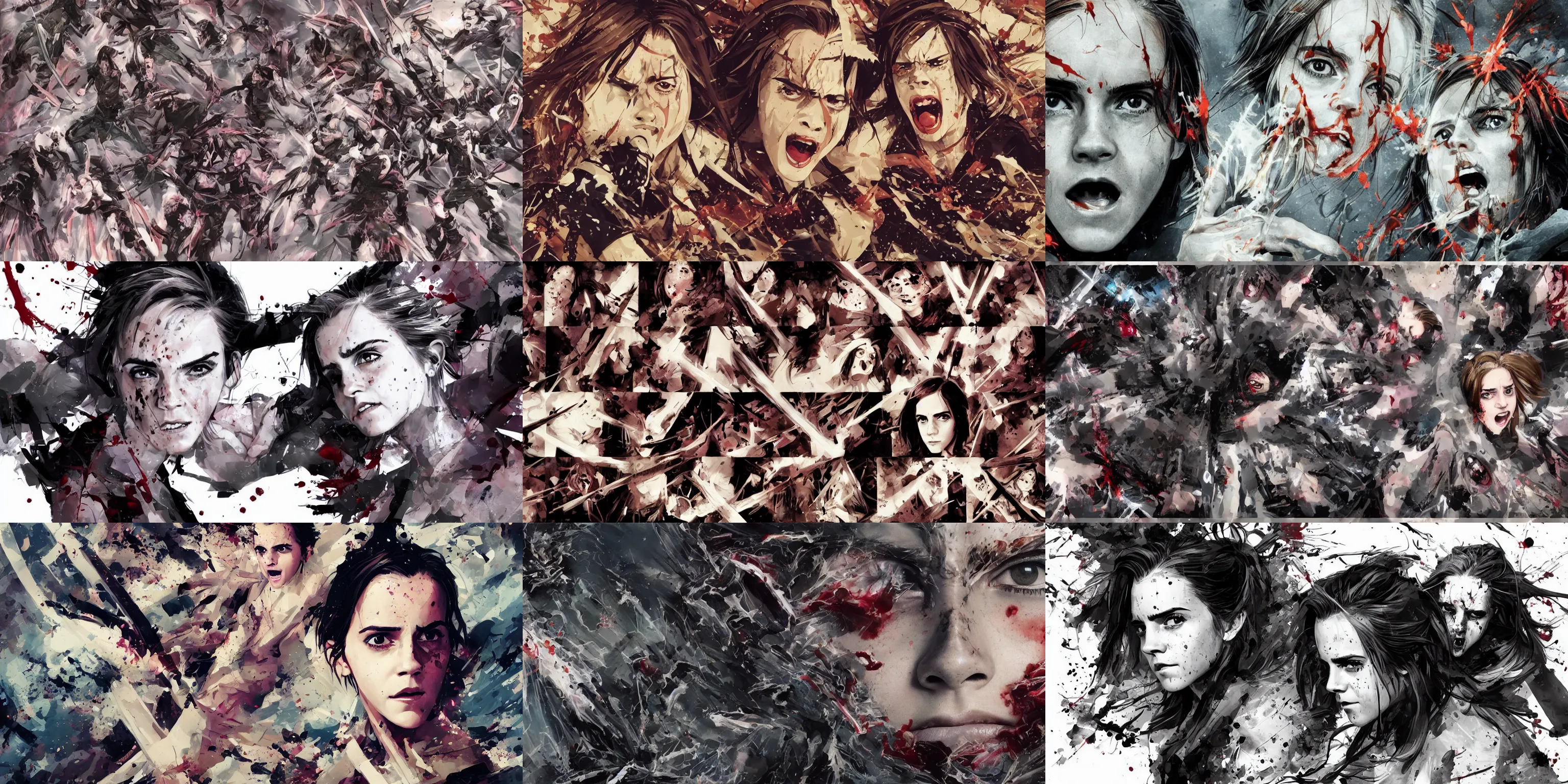 emma watson twin sisters closeup fractal samurai battlesuit grimacing yelling screaming warface yelling screaming blood splatter emma watson twin sisters closeup fractal samurai battlesuit grimacing yelling screaming warface yelling screaming blood splatter