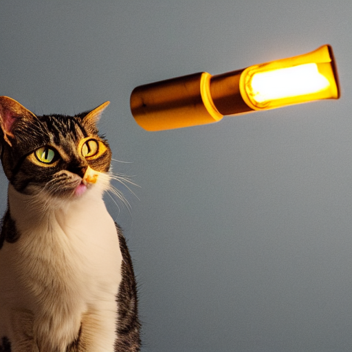 professional photograph of a cat holding a torch