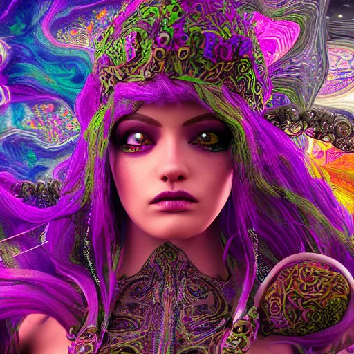KREA psychadelic witch, hyper detailed, flowing psychadelic