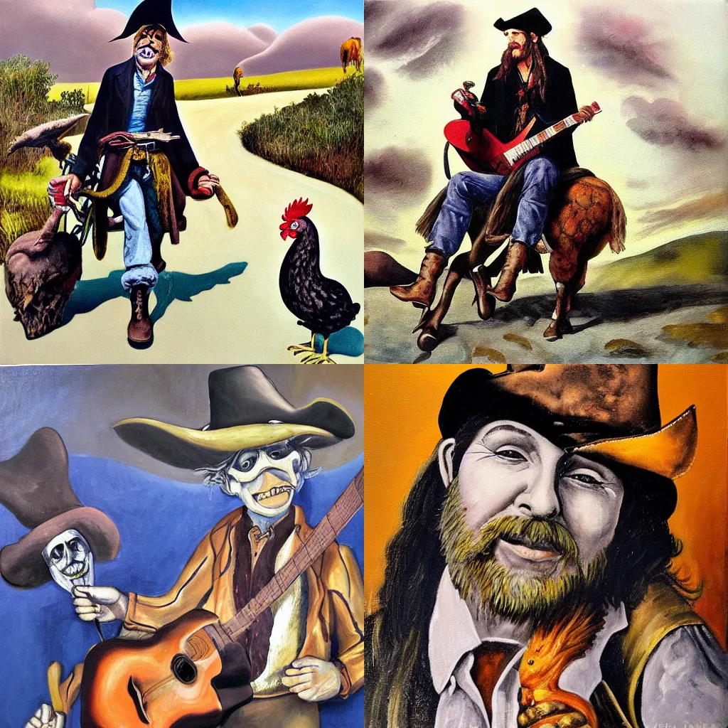 KREA oil painting of A ramblin\' man A pirate of love A rider on the