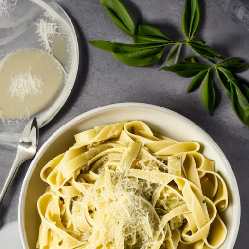 KREA a creamy fettuccine pasta in a parmesan cheese wheel,olive oil