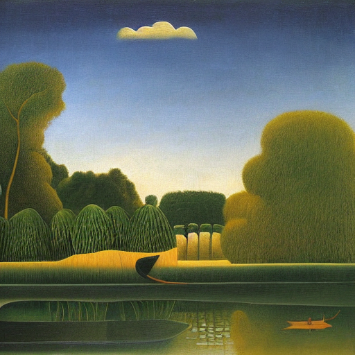 a beautiful painting of Columbus Ohio Scioto river by henri Rousseau