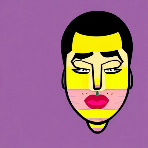 male portrait, big chin, cartoon network style, big lips, vivid colors male portrait, big chin, cartoon network style, big lips, vivid colors
