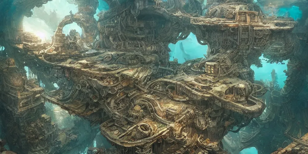 an underwater city, made of mufflers an underwater city, made of mufflers