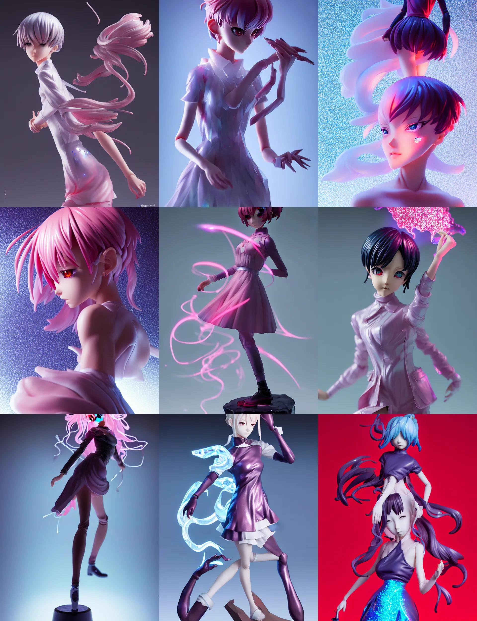sakimi, james jean, ilya kuvshinov isolated magical anime vinyl figure, avant hairstyle, artisan designer figure photography, sakimi, james jean, ilya kuvshinov isolated magical anime vinyl figure, avant hairstyle, artisan designer figure photography,