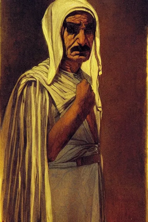 KREA a closer personal portrait of a a very old egyptian temple mage with very piercing eyes