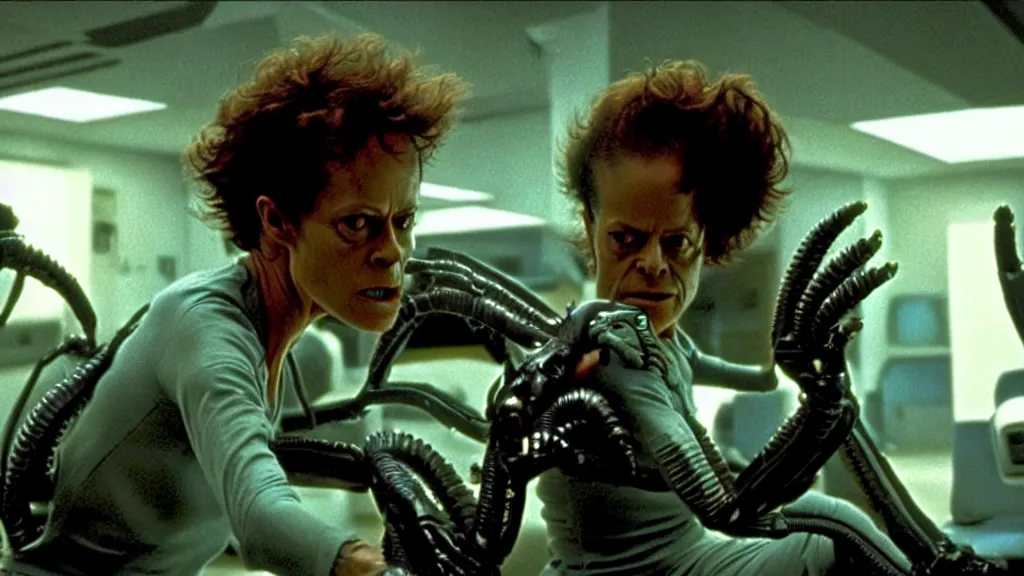 a scene from alien 5, a movie where sigourney weaver