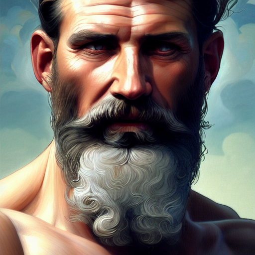painted portrait of rugged zeus, greek god, 4 0 years old, handsome