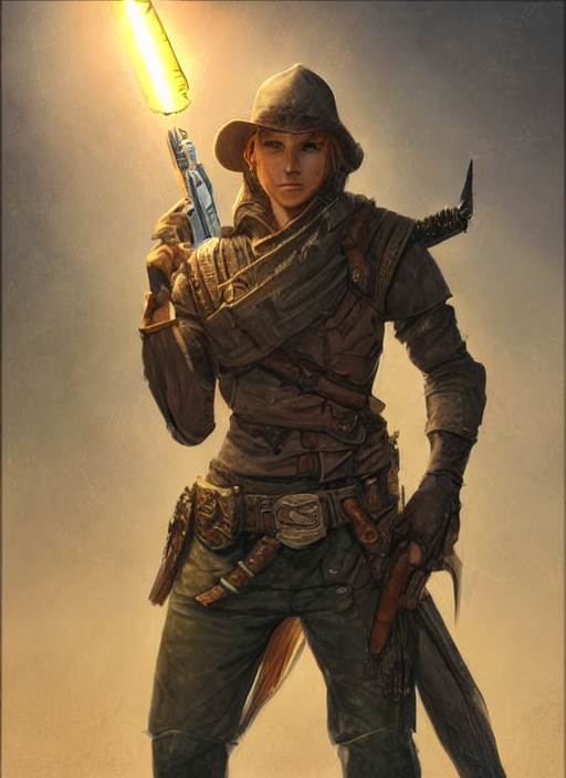 KREA short hair stubble gunslinger shooter, dndbeyond, bright