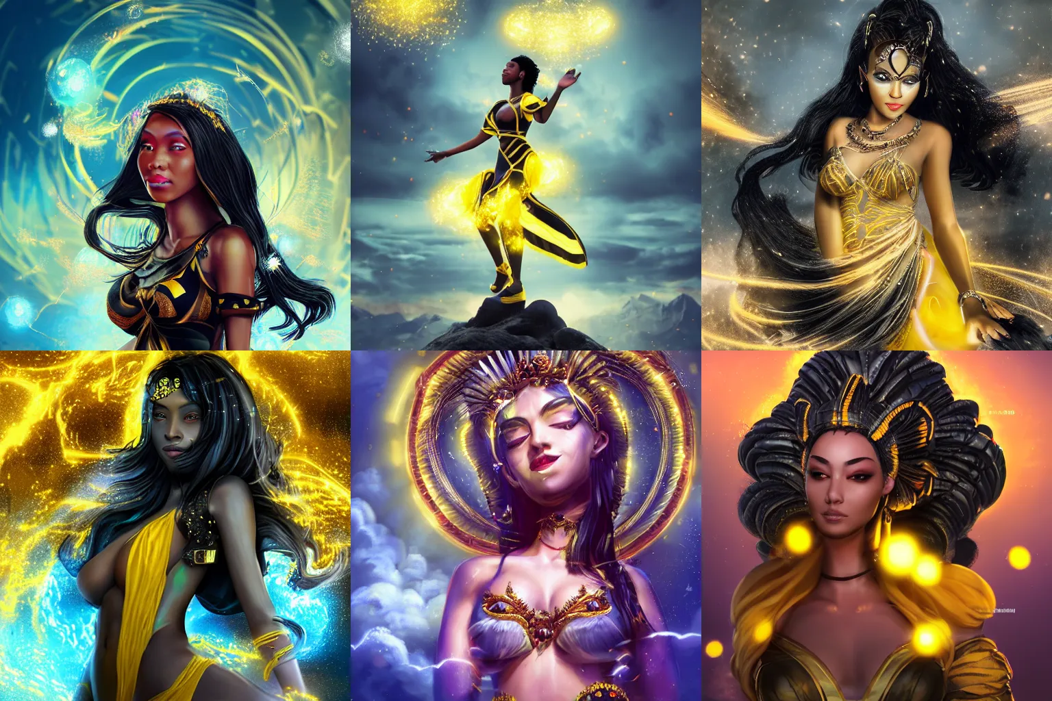 KREA a beautiful female goddess of the black and yellow character