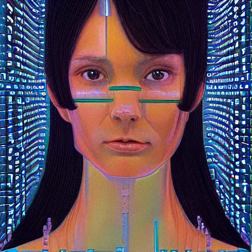 KREA symmetric! detailed! sci fi painting of a beautiful female