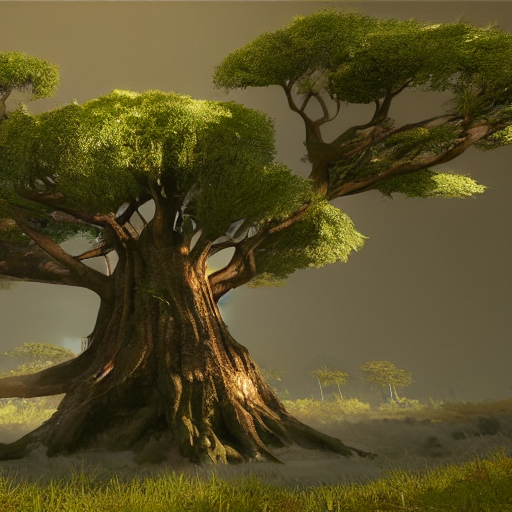 KREA giant tree of live, fully displayed fantasy, make tree smaller