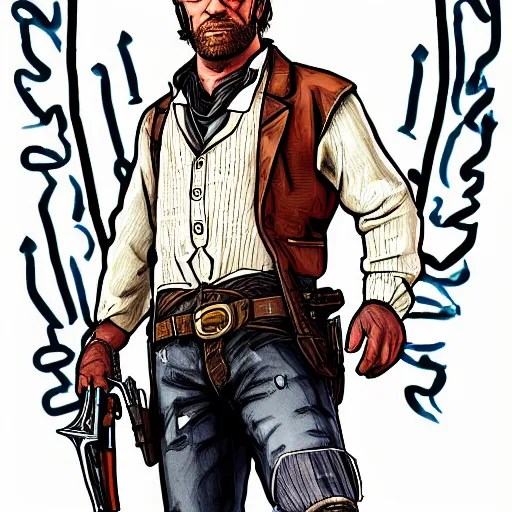 KREA - Arthur Morgan from Red Dead Redemption 2 drawn in the style of  Borderlands