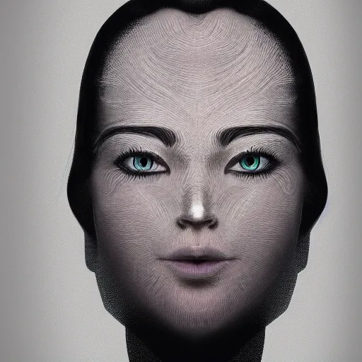 KREA Beautiful portrait of a human with hair like black paper