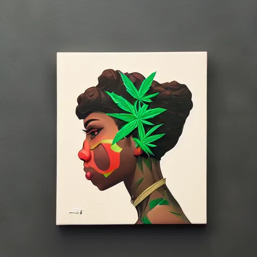 KREA profile picture for the city girls, marijuana organic painting