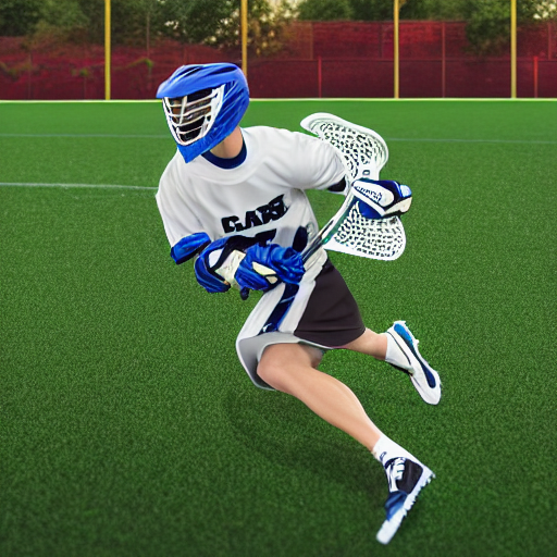 lacrosse player, soccer field, cascade helmet, realistic, running, very