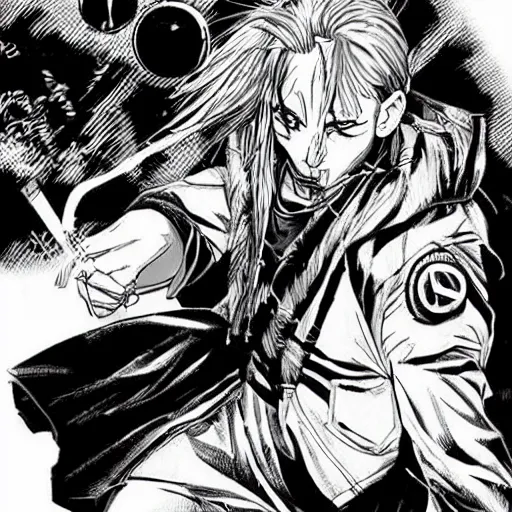 KREA pen and ink!!!! attractive 22 year old monochrome!!!! Gengis