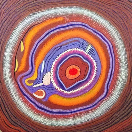 KREA earth painted in the style of australian aboriginal art