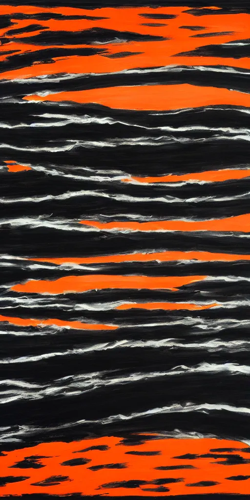 KREA the sea of sadness, a black void, a line of orange sunset