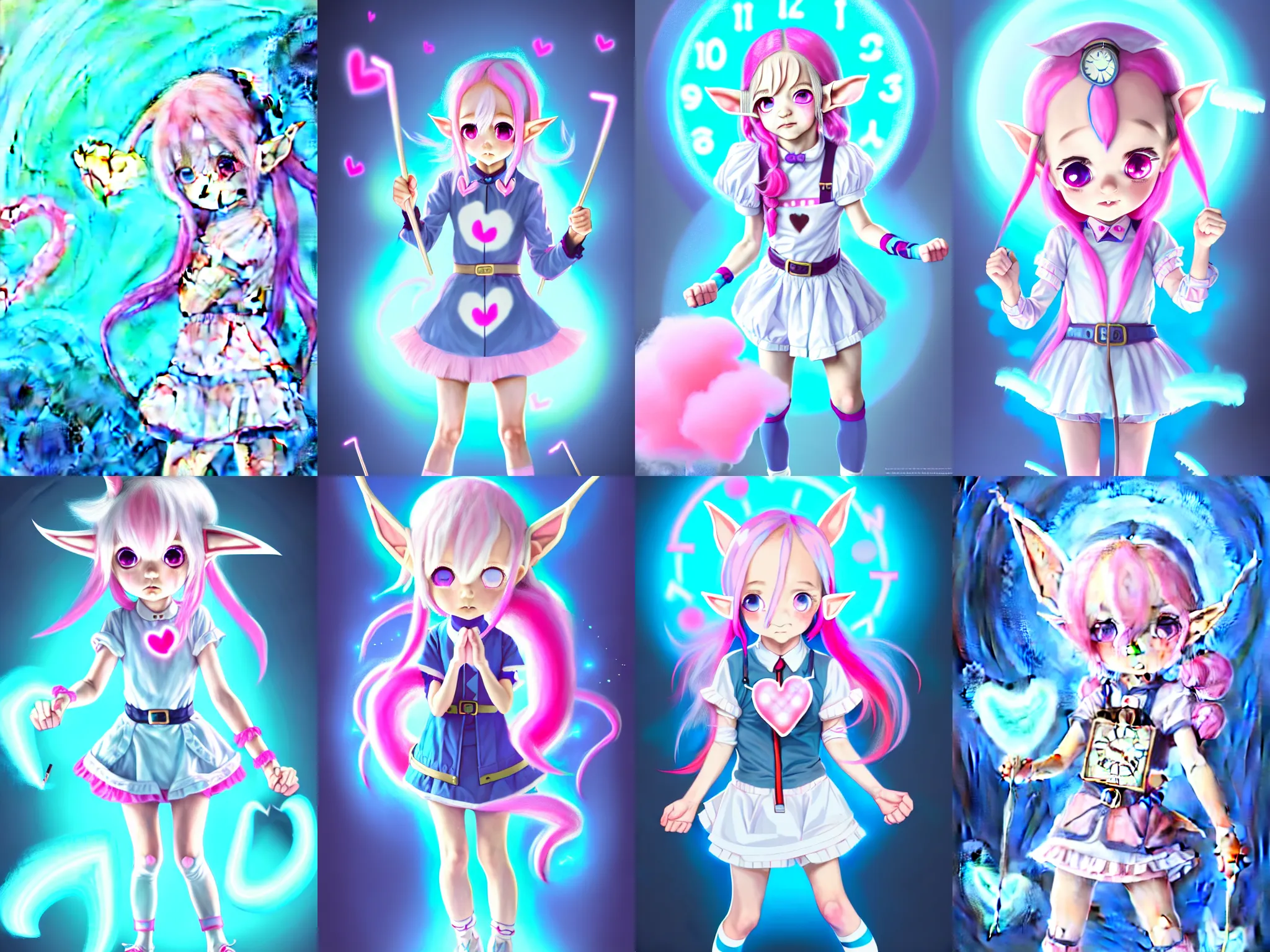 Time traveler, small loli girl, with small pointy elf ears, detailed face, light-blue eyes, cotton Time traveler, small loli girl, with small pointy elf ears, detailed face, light-blue eyes, cotton
