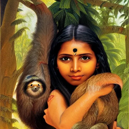 krea-a-cottagecore-beautiful-young-indian-witch-holding-a-cute-sloth