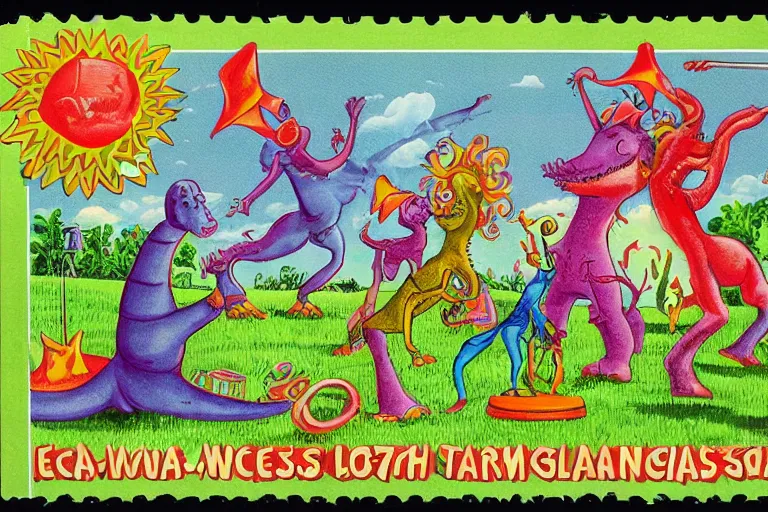 full color 1 9 7 0 closeup photo of a lawn with a giant doing