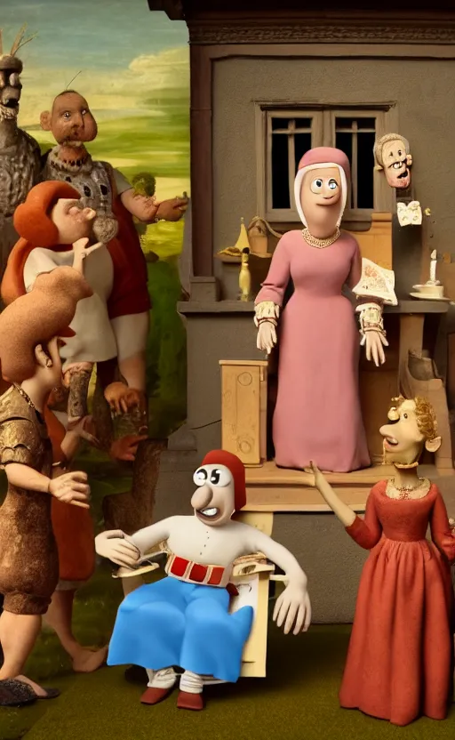 KREA god saves the queen, claymation, epic, ( ( renaissance painting ) ), in the style of