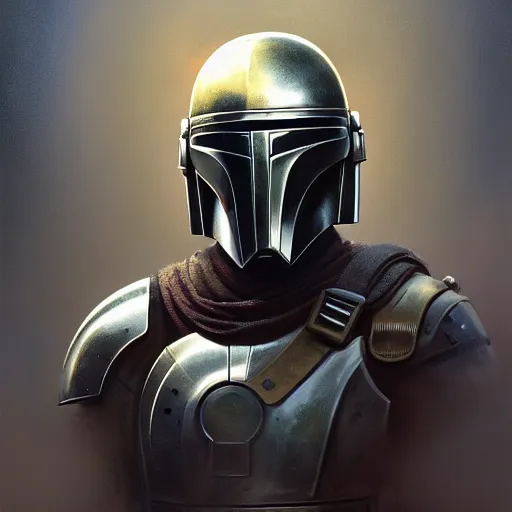 portrait of richard nixon a helmetless the mandalorian, helmet off