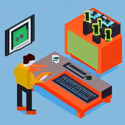 KREA - pixel art of programmer in front of his computer station, pixel ...