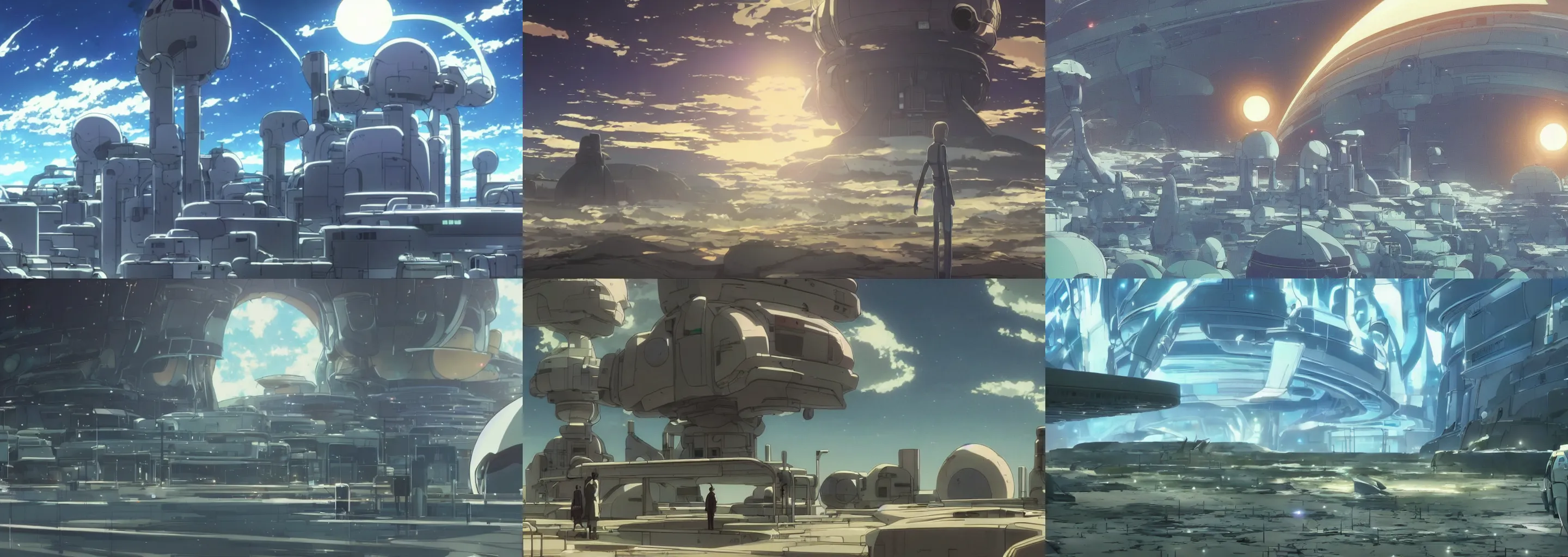 screenshot from the science fiction anime film by makoto shinkai, futuristic scientific laboratory, desert alien planet, screenshot from the science fiction anime film by makoto shinkai, futuristic scientific laboratory, desert alien planet,