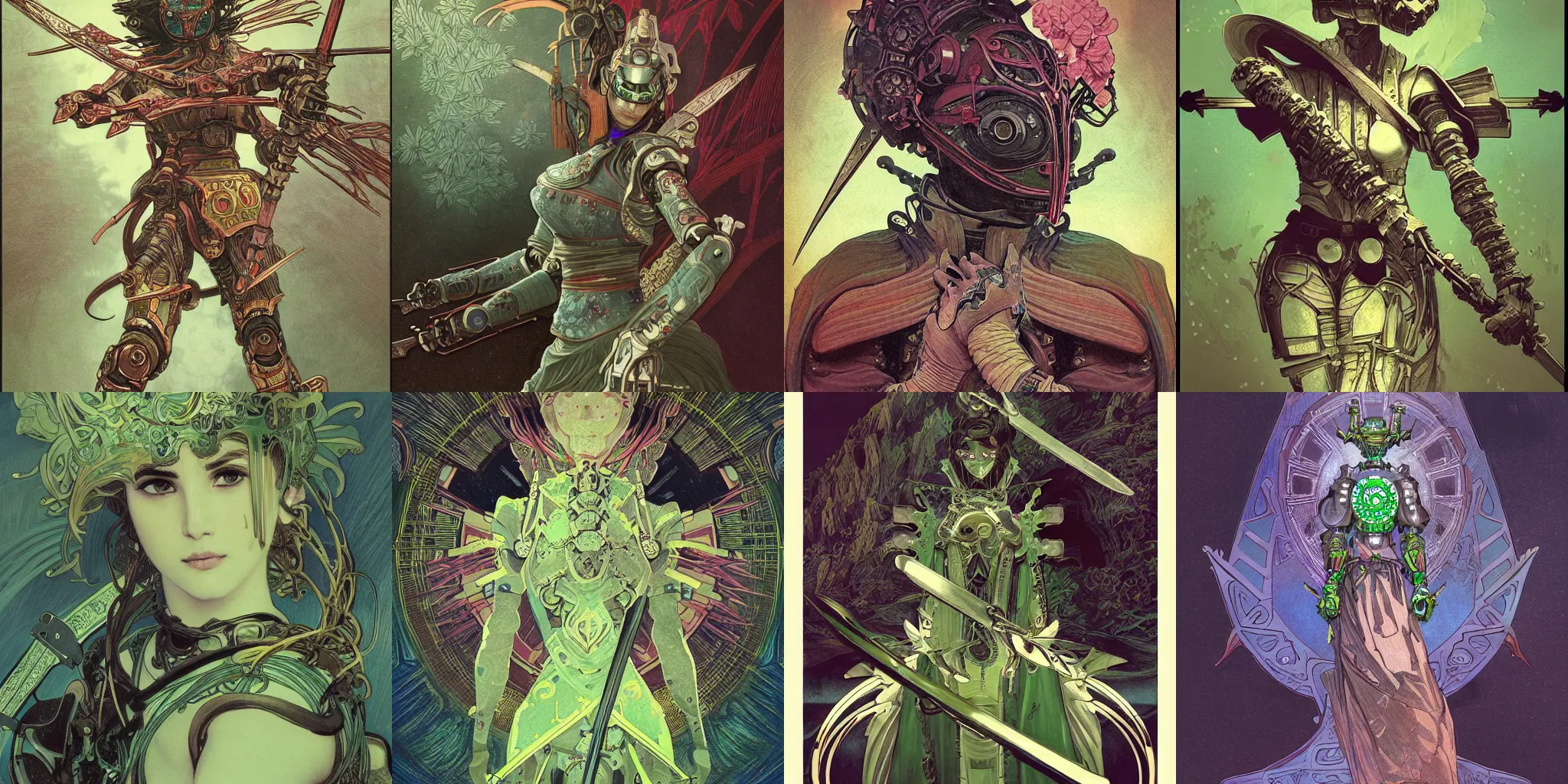 KREA Kenshi Robot Swords, magical, flower, bright castleton green