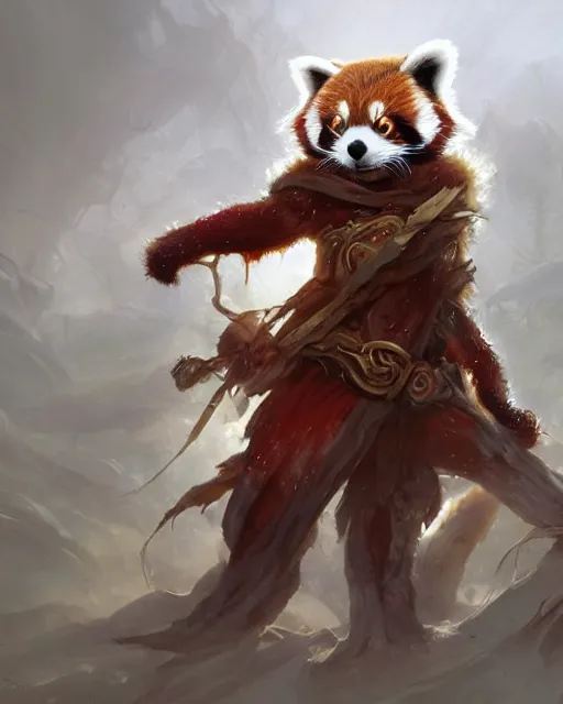KREA Red Panda Shapeshifter Druid Mage, D&D, artstation, fantasy