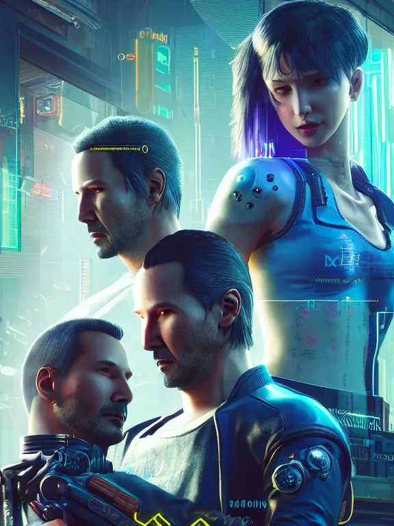 KREA a highly detailed photorealistic cyberpunk 2077 couple portrait