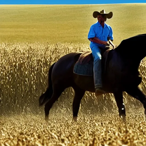 KREA 4 k, detailed photograph of sam elliot riding a stallion through