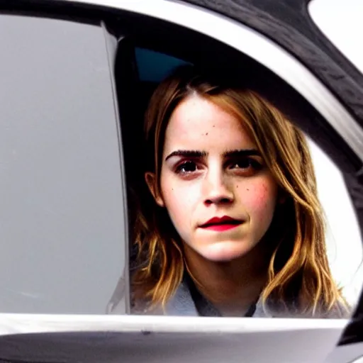 KREA emma watson unapologetically smirking from her car window
