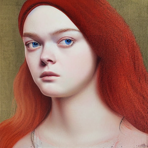 KREA a striking hyper real painting of Elle Fanning by da Vinci