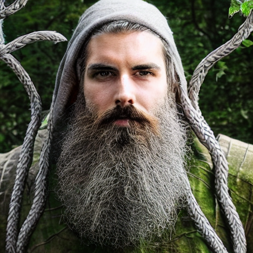 KREA Bearded Male Druid Gray Face Pointy Ears With Vines As Hair krea-bearded-male-druid-gray-face-pointy-ears-with-vines-as-hair