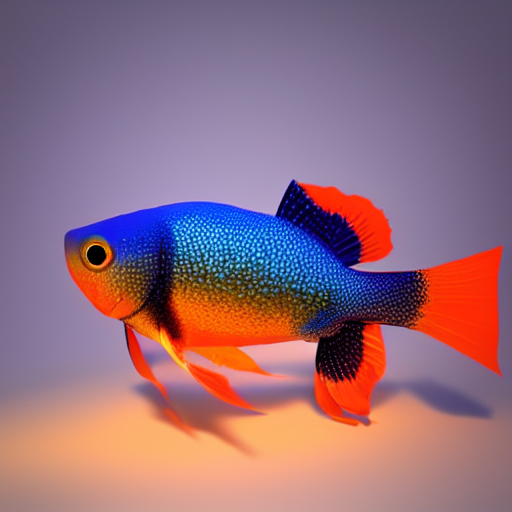 KREA a 3d low poly render of a multicolored gradient goldfish