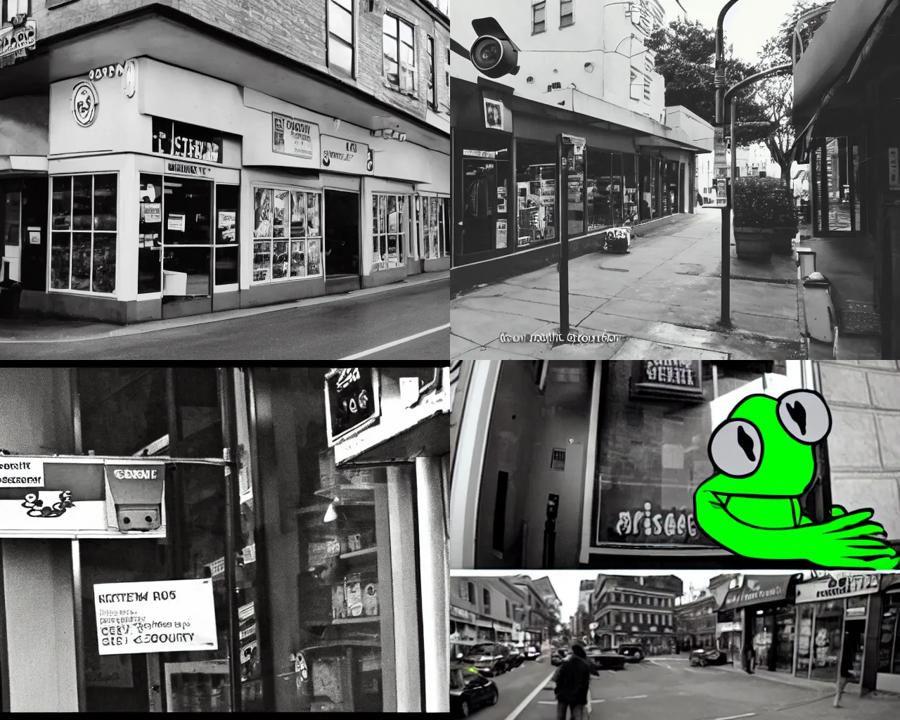 KREA security camera footage of kermit the frog outside corner store