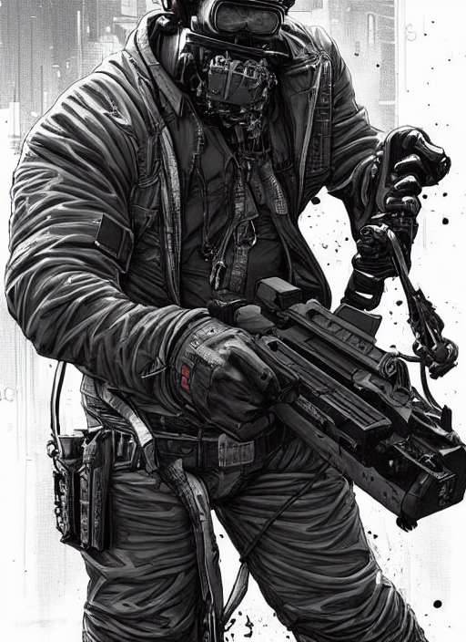 Dumb Bubba. Buff cyberpunk meathead getting punched. Realistic