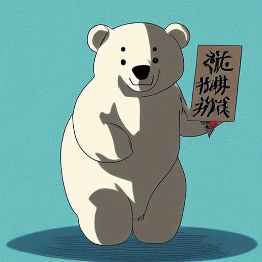 cute anime polar bear holding a sign, studio ghibli, digital art, high quality, beautiful illustration, anime cute anime polar bear holding a sign, studio ghibli, digital art, high quality, beautiful illustration, anime