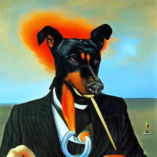 oil painting by salvador dali of a rottweiler smoking a cigarette oil painting by salvador dali of a rottweiler smoking a cigarette