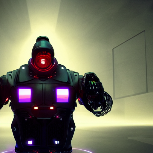 gangsta thug robot, futuristic, led screens, matte painting, expression