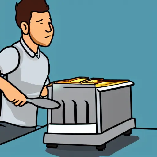 KREA a wikihow illustration of a man putting a fork in a toaster