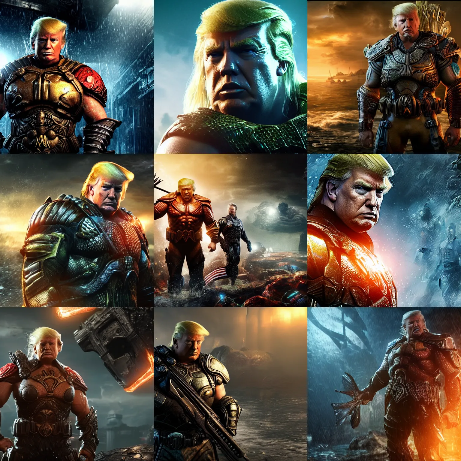 KREA - Portrait! of President Donald Trump as aquaman in Gears of War