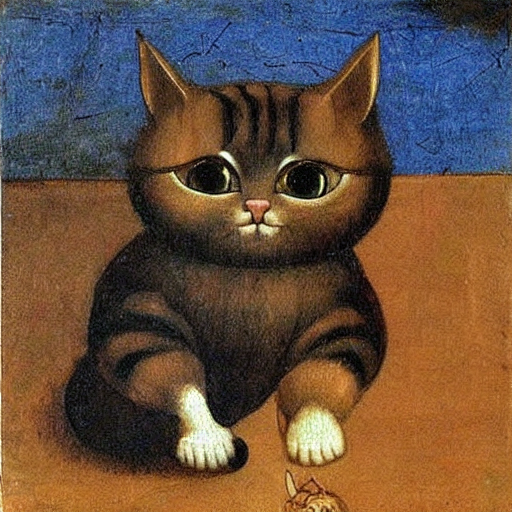 KREA cute cats painting by leonardo da Vinci