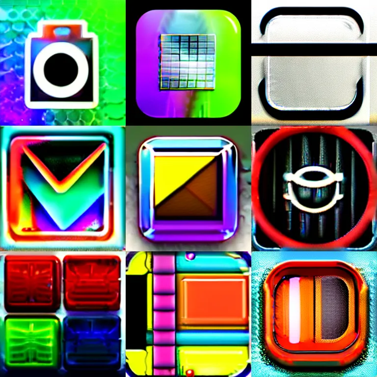 KREA iOS icon for camera app, glossy, minimalist, colorful