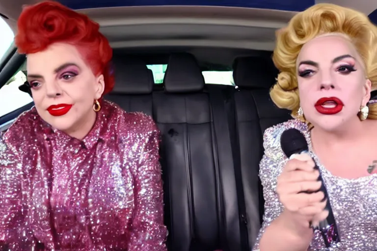 KREA lady gaga and judy garland doing carpool karaoke, lady gaga and