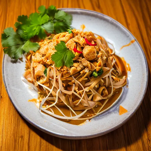 KREA 85mm photograph of the most delicious plate of Pad Thai by a